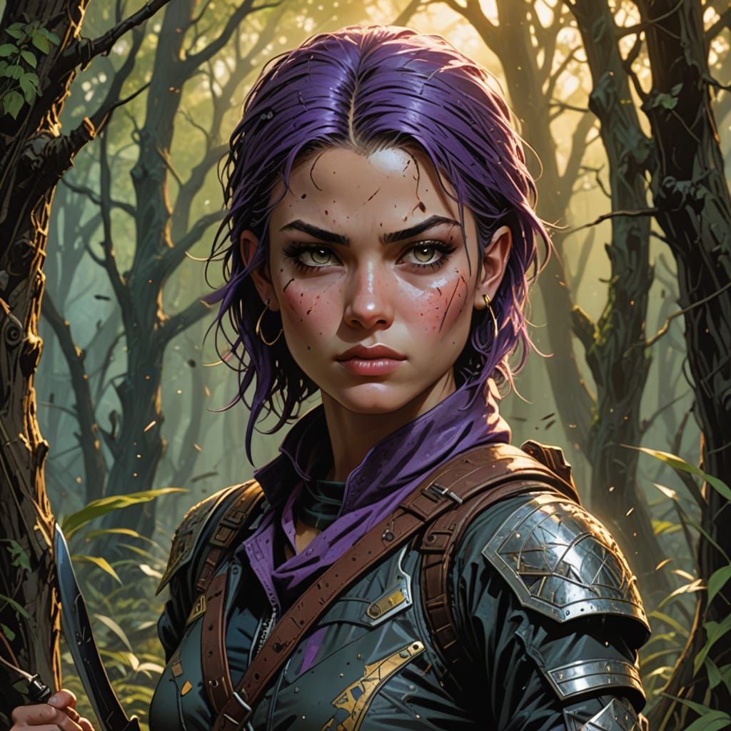 Striking Female Ranger in Comic Book Art