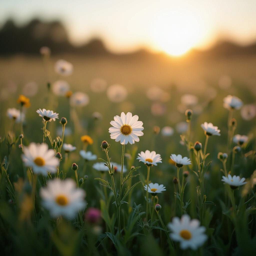 Cinematic Field of Flowers Swaying in the Breeze