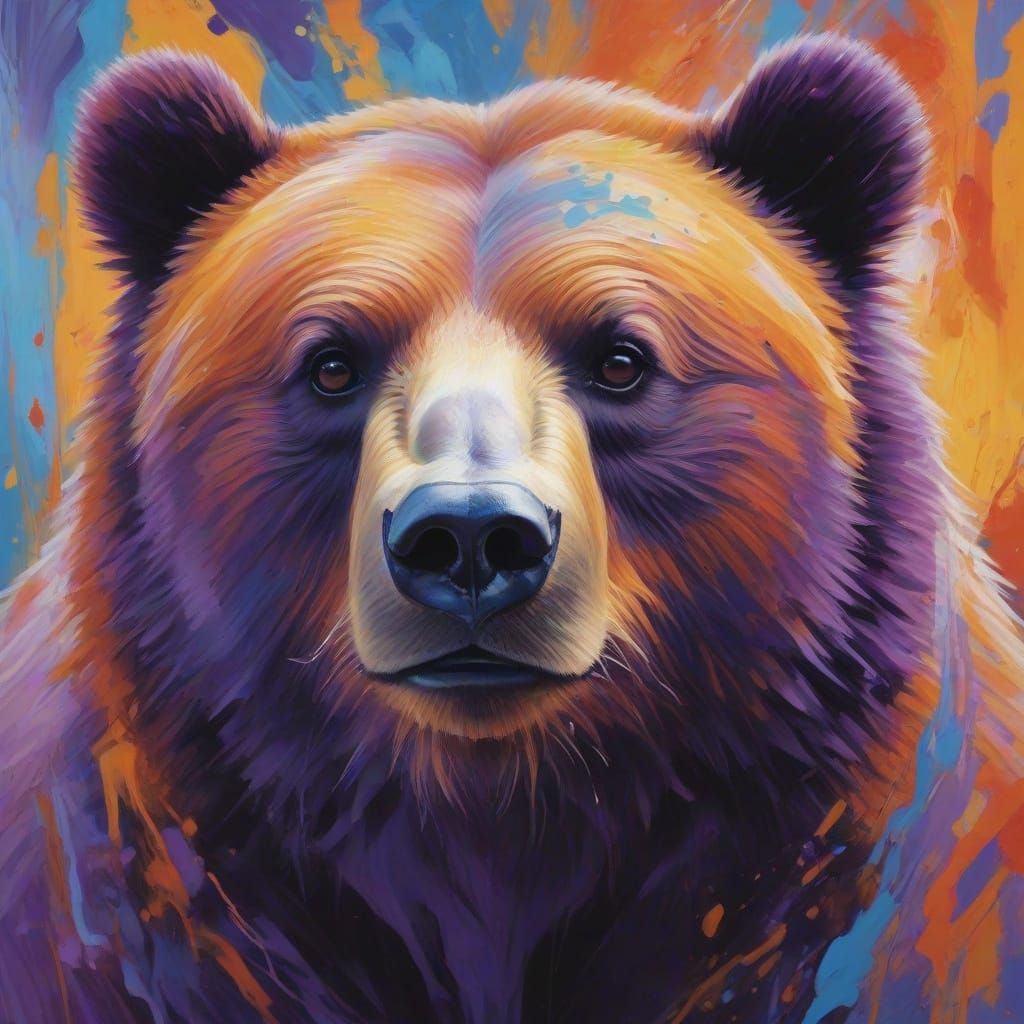 Vibrant Bear Witness in Abstract Landscape