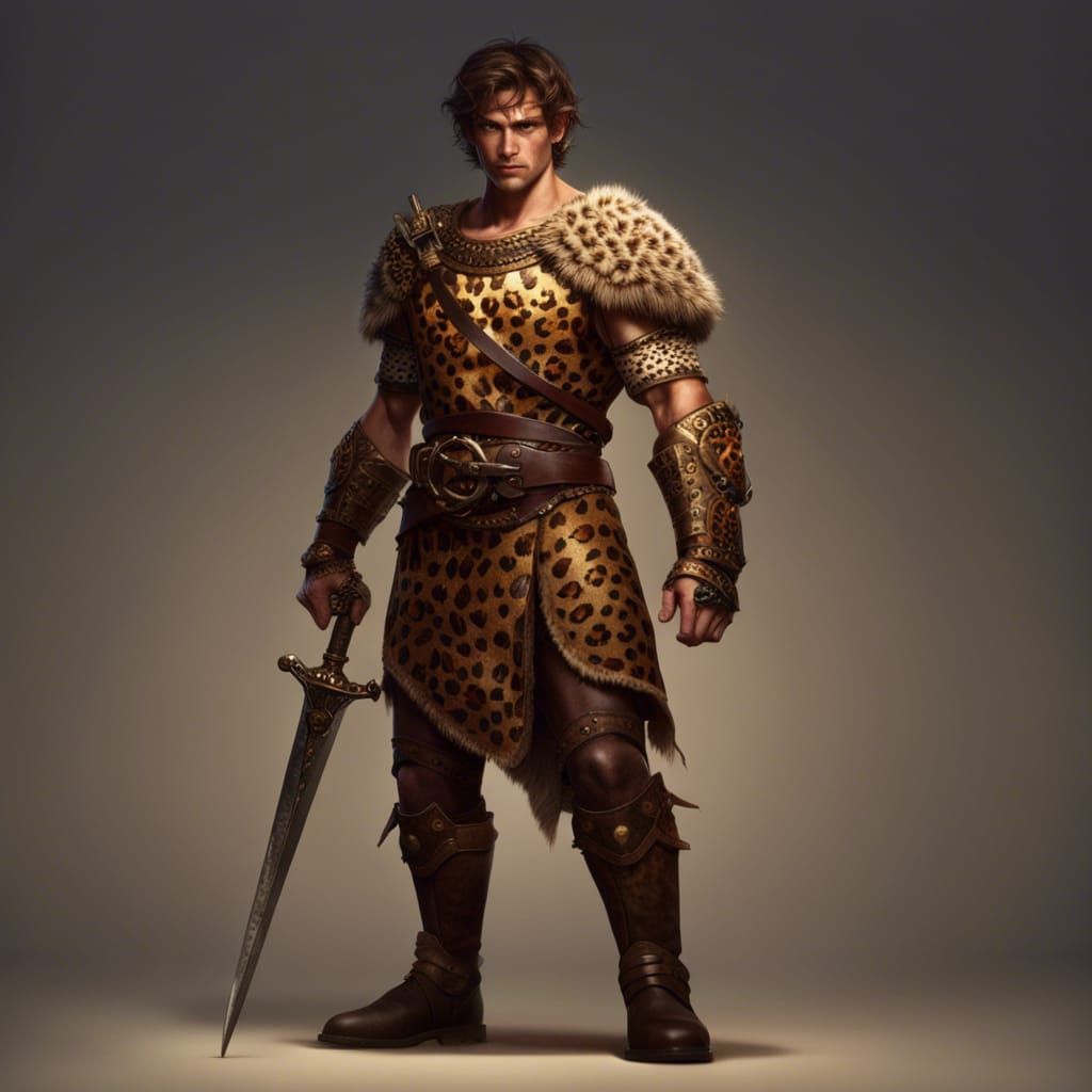 Half-Ogre Gladiator with Great Sword in Dungeon