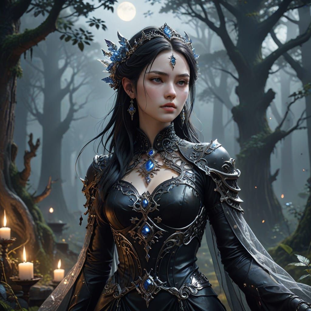 Enchanted Gothic Fantasy in Moonlit Forest