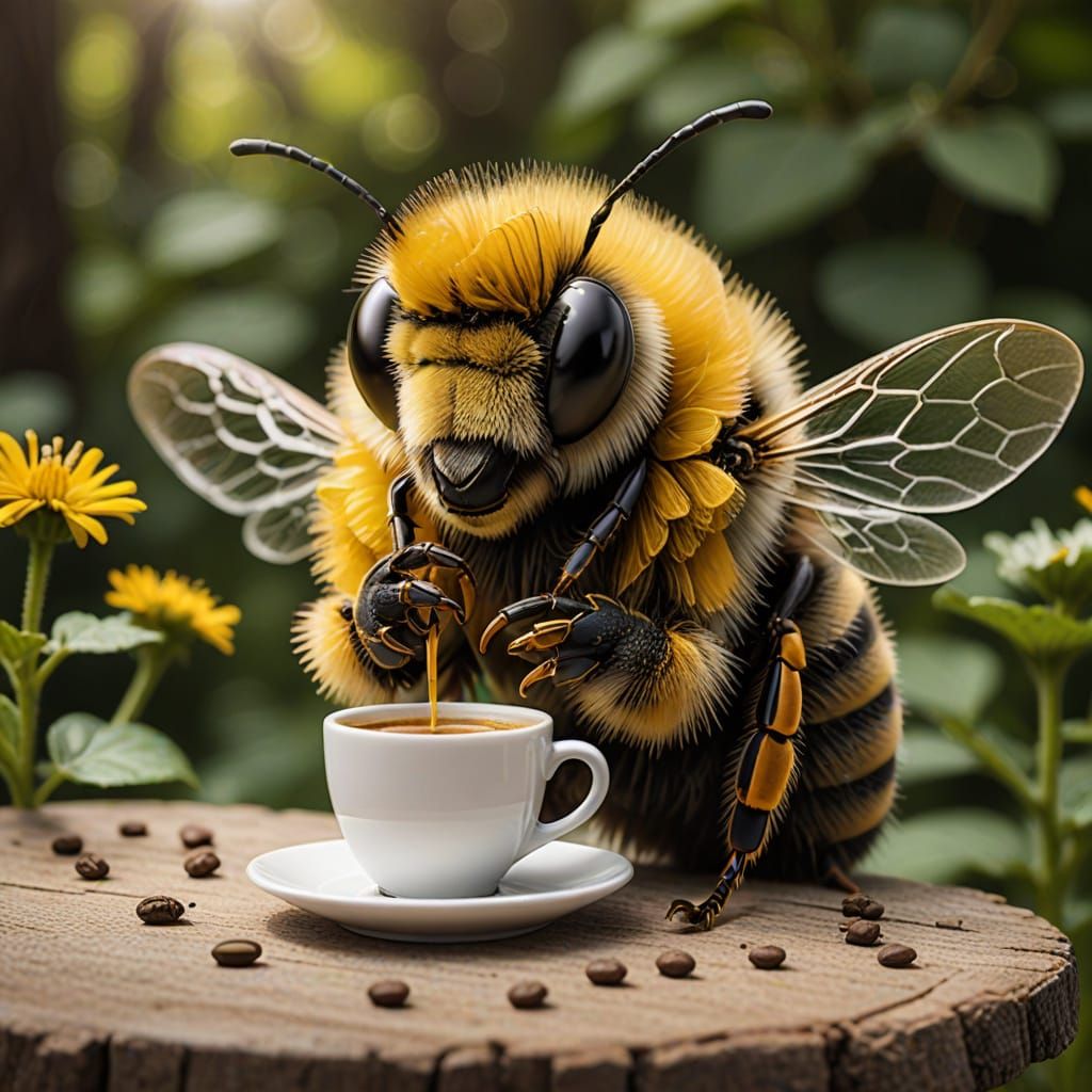 Bee in Coffee Shop