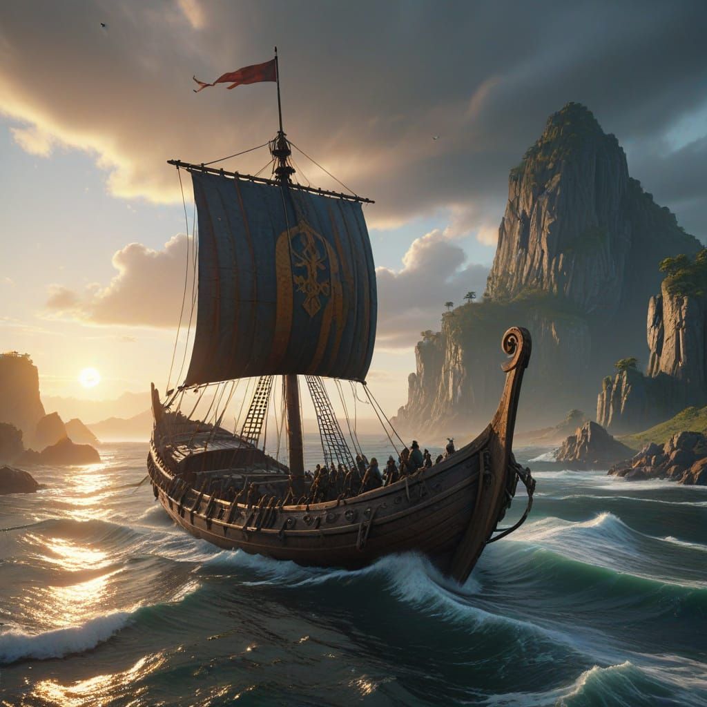 Viking Warriors Charge into Dawn on Verdant Horizon