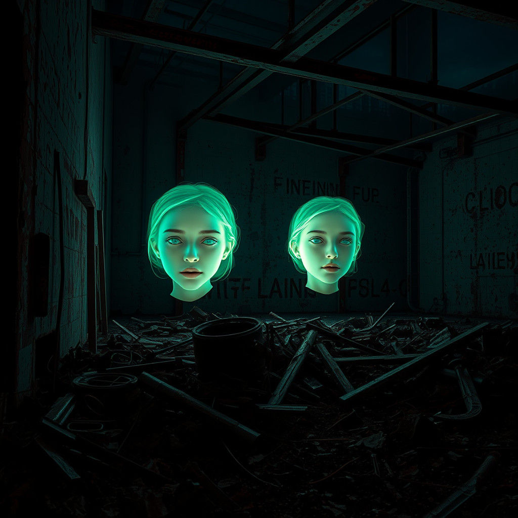 Ethereal Faces Emerge from Decaying Metal in Sepia