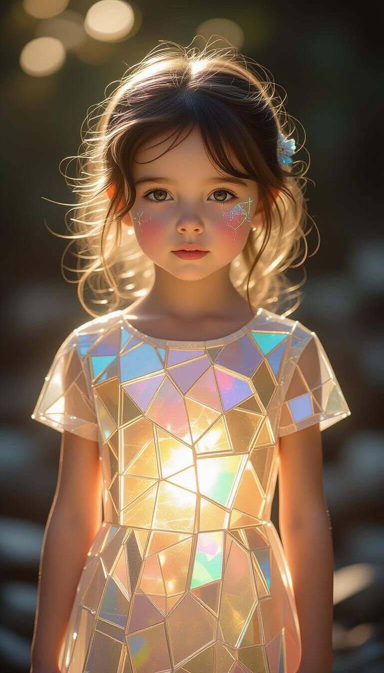 Cracked Crystal Girl Shimmers in Sunlight