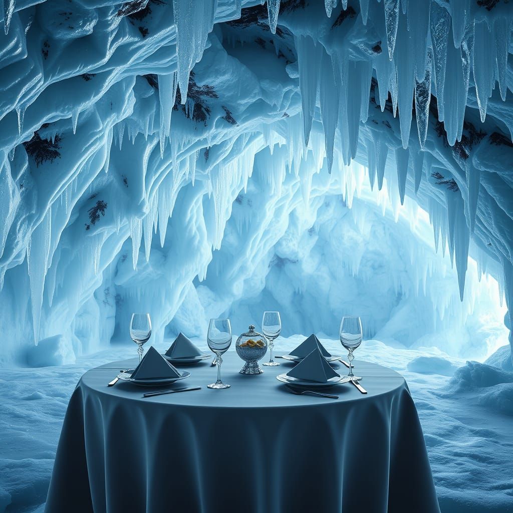 Antarctic Ice Cave Dining in 3D