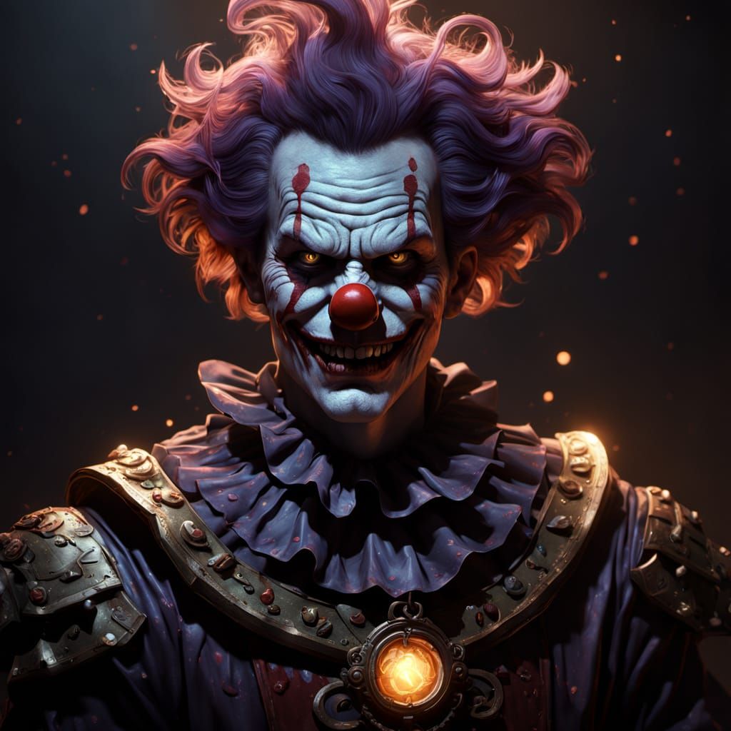 Haunting Dark Fantasy Clown Portrait
