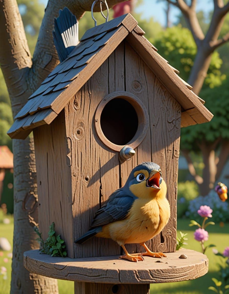 Overweight Cuckoo Chick in Pixar Style