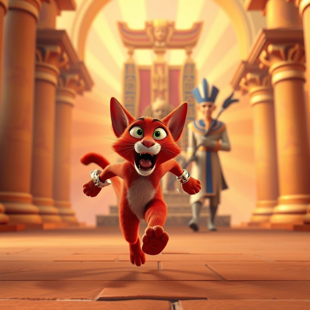 Red Cat's Egyptian Escape: A Disney Cartoon