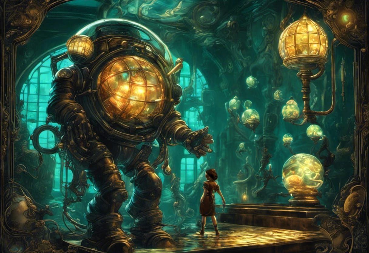 Bioshock Little Sister in Glowing Biopunk World