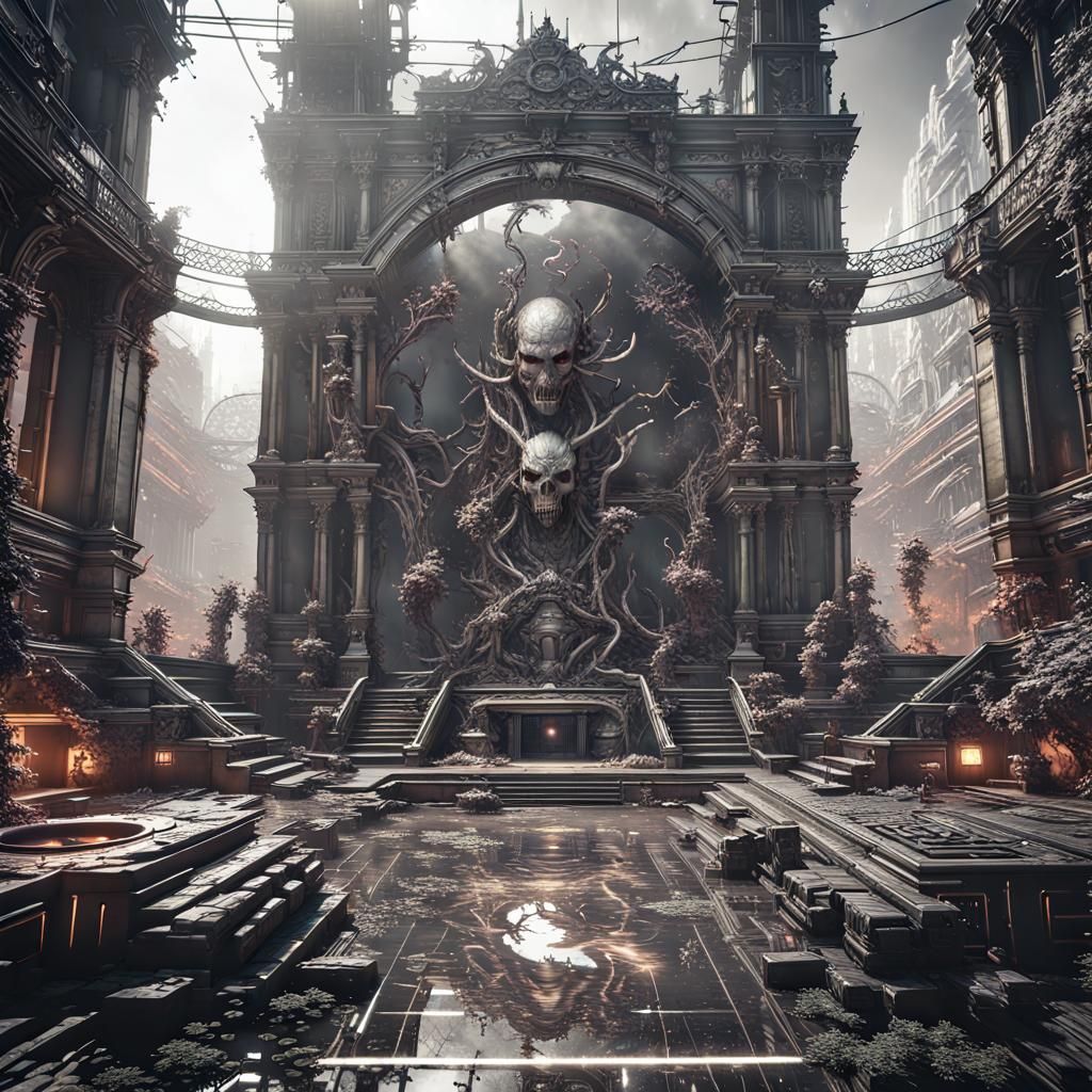 3D Game Scene in Cyberpunk Anime Style