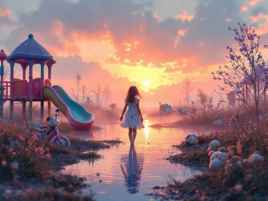 Dreamlike Kidcore Playground at Sunset: AI Art