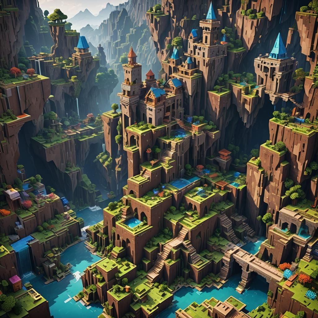 Detailed Minecraft End as Matte Painting