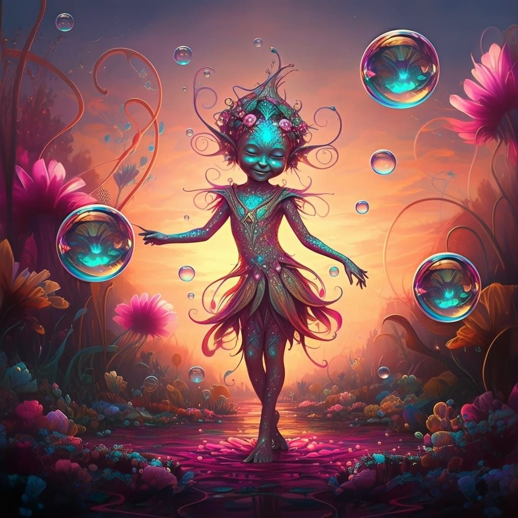 Sprite Dancing in a Psychedelic Dreamscape