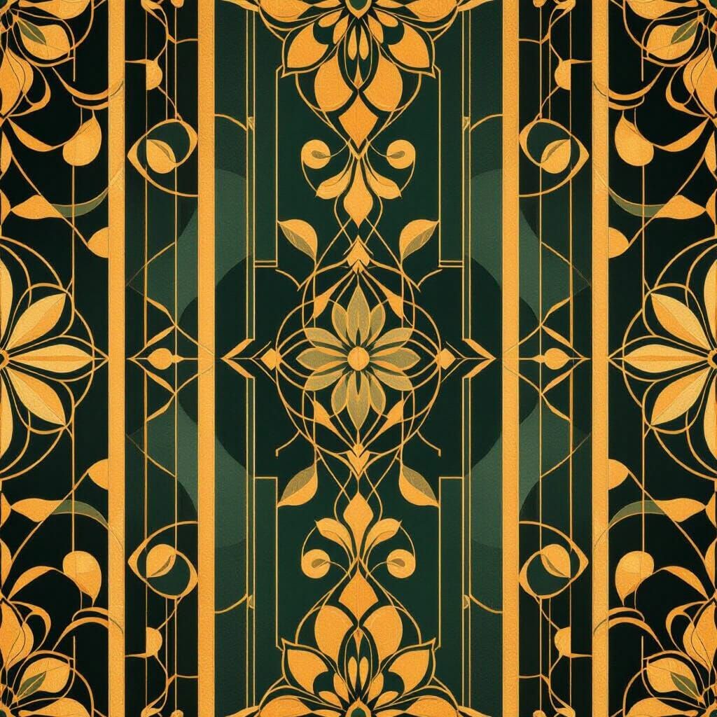 Elegant Art Deco Backdrop with Geometric and Floral Patterns