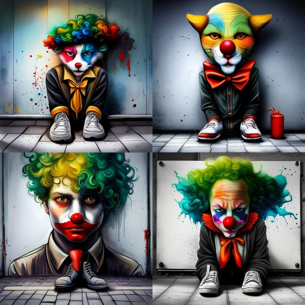 Sad Clown Cat Graffiti Street Art