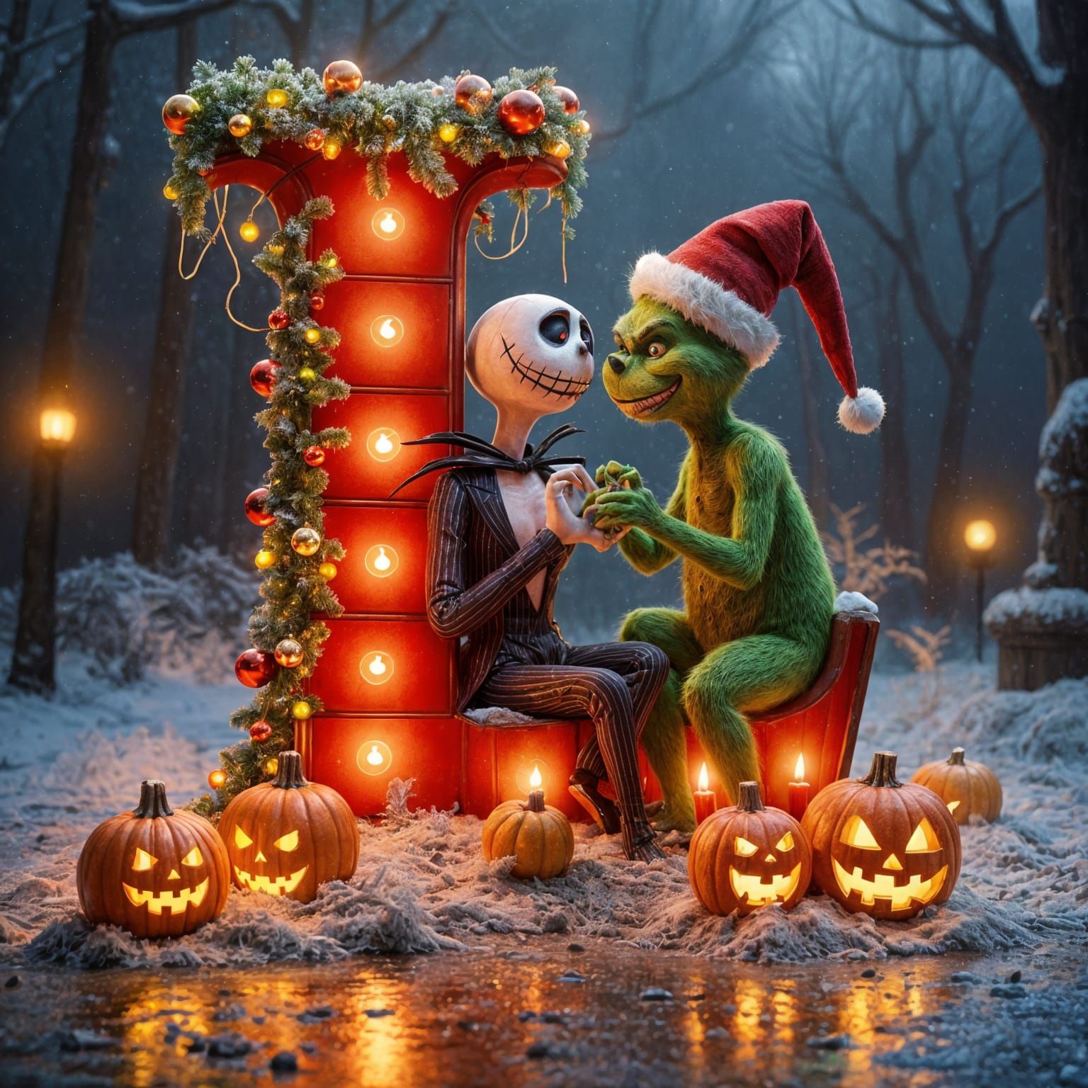 Grinch and Jack Skellington Christmas Letter Art