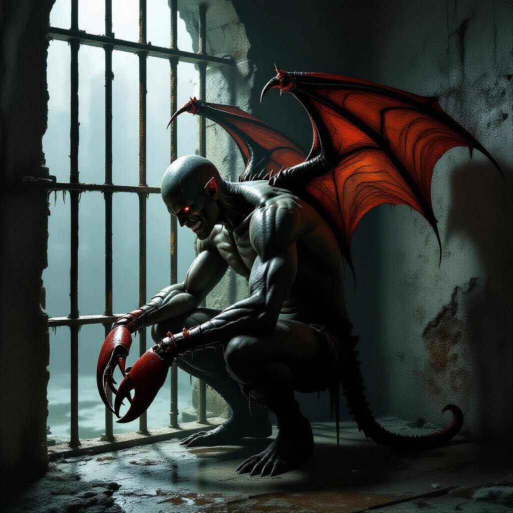 Deformed Human Hybrid in Dark Biomechanical Horror Style