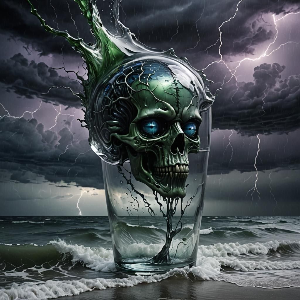 Glass Letter A with Eye in Dark Fantasy Style