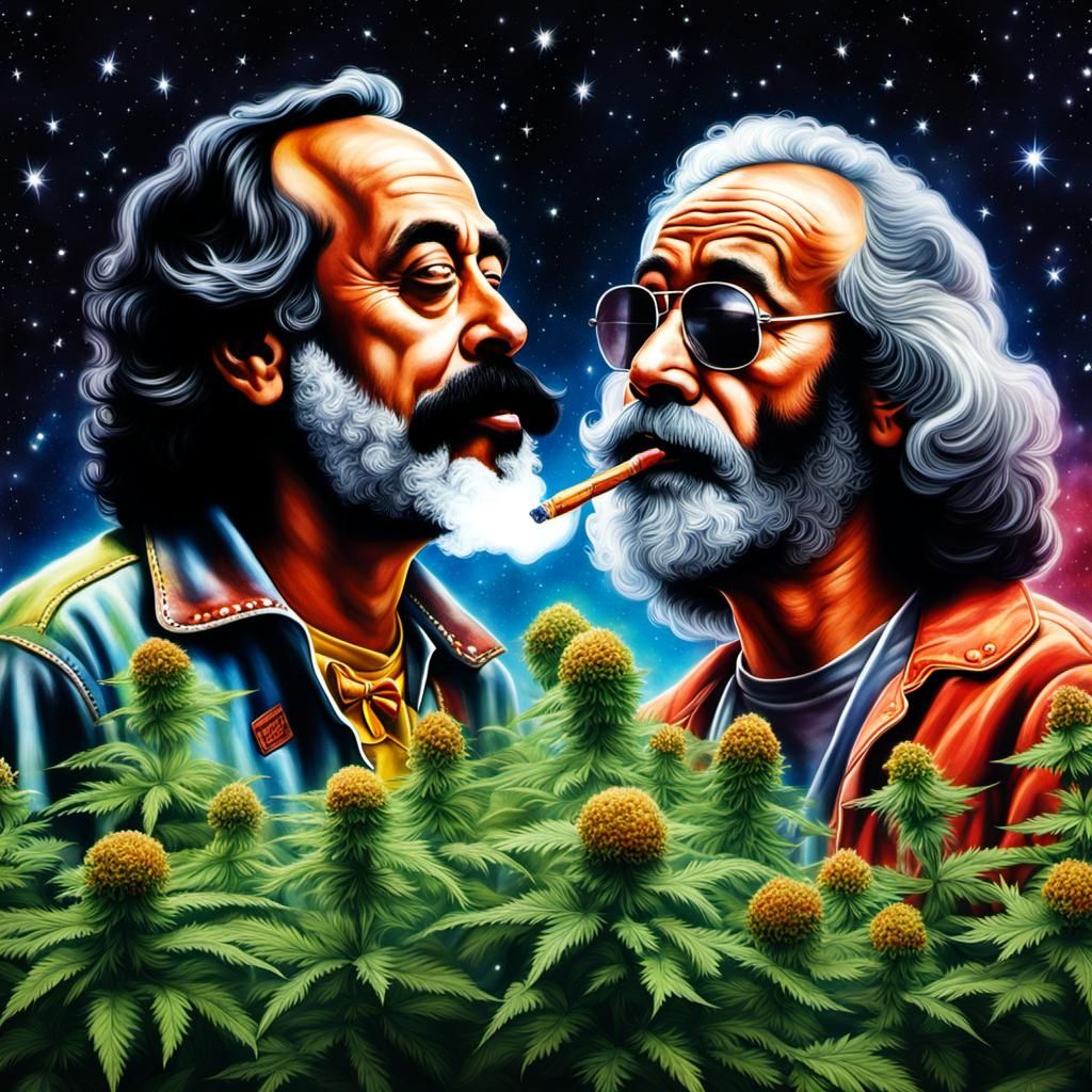 Cheech and Chong in Space: Hyperrealistic Digital Art