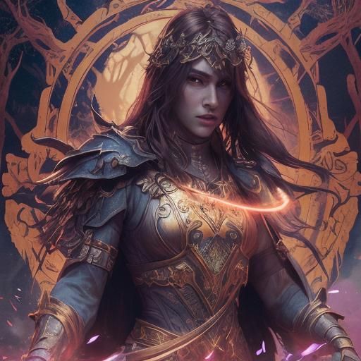 Fantasy Warrior in Mystical Forest Concept Art