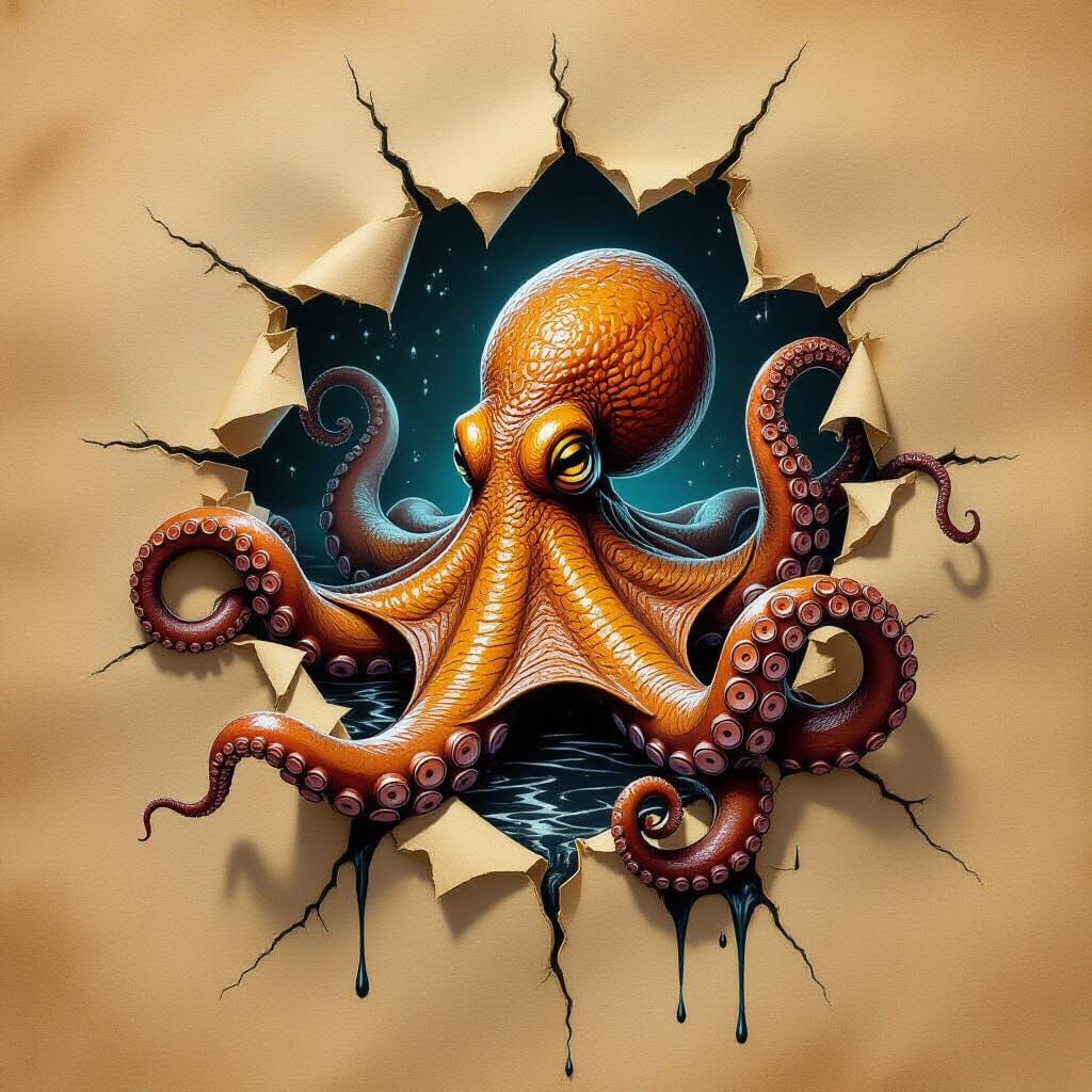 Octopus Sketch Animates to Life in 3D