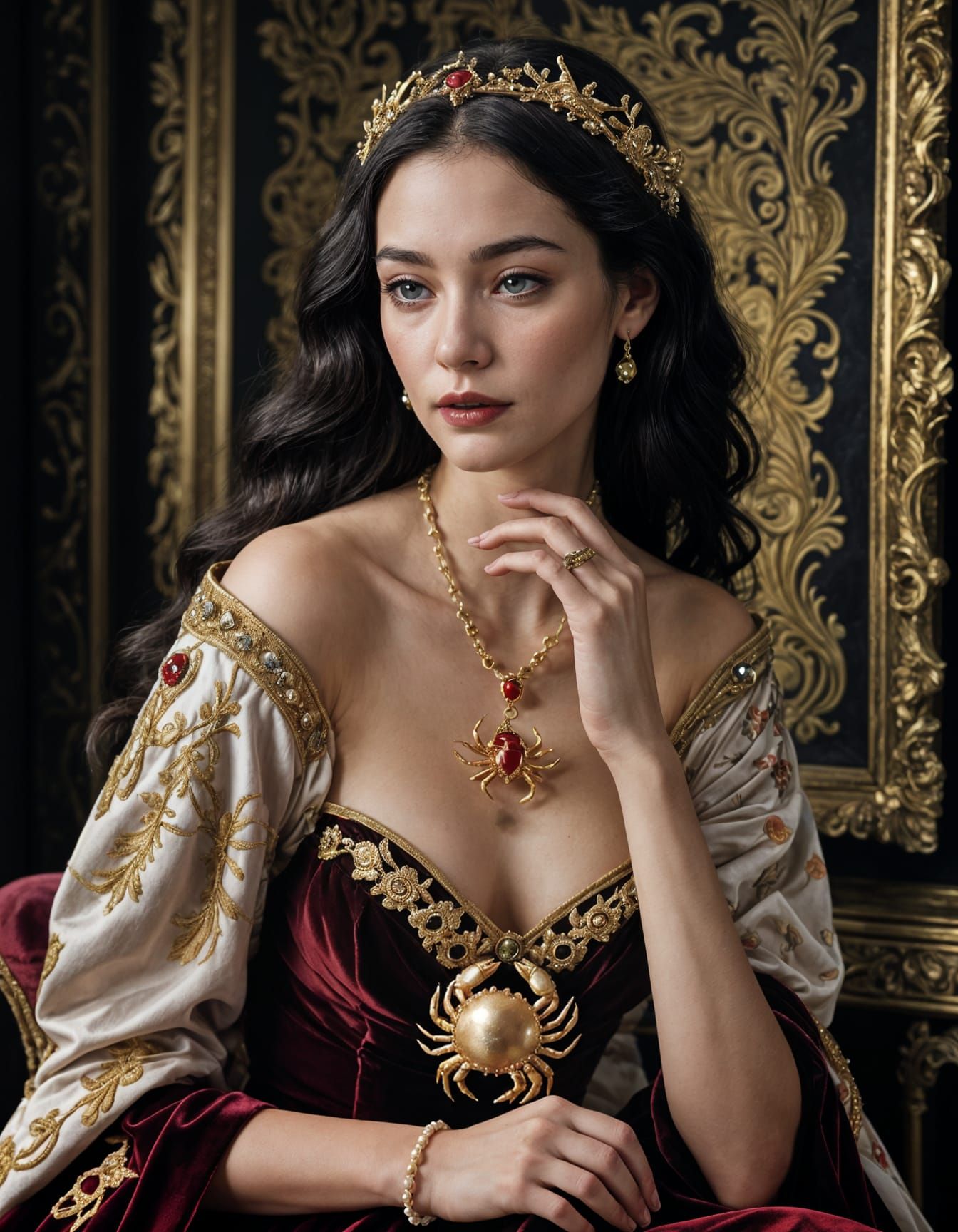 Woman with Crab Brooch Portrait