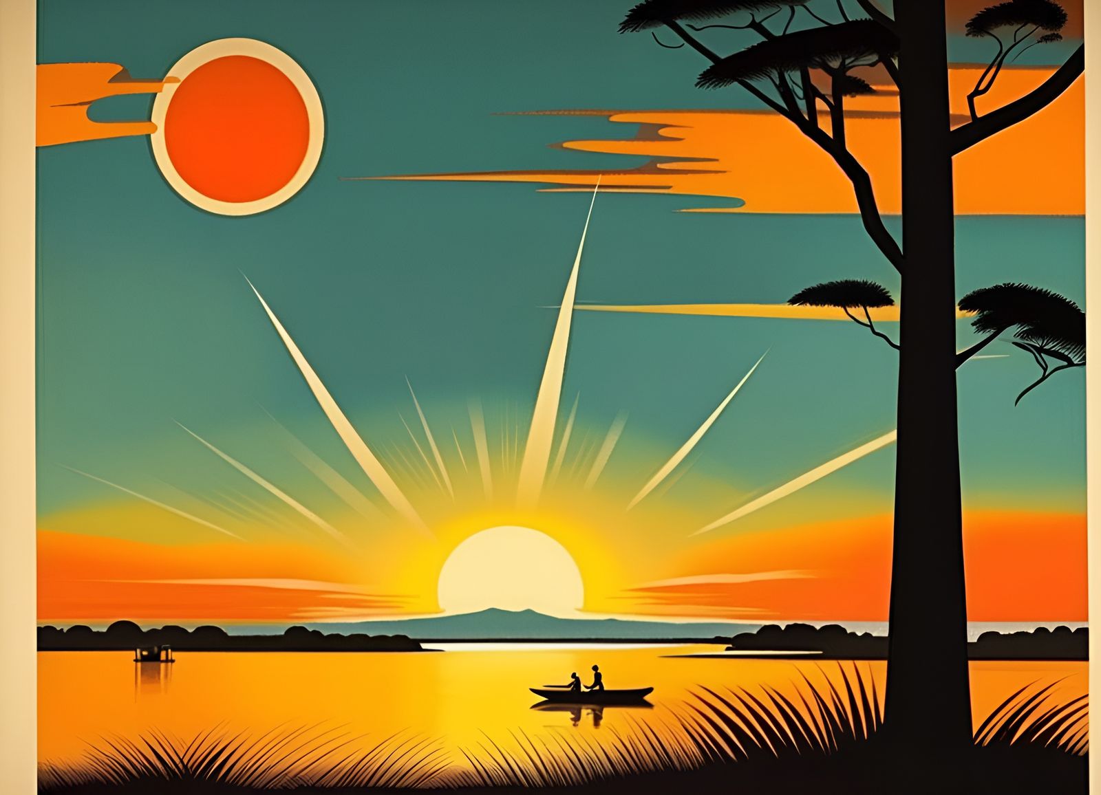 1950s Graphic Poster of Savannah Sunrise