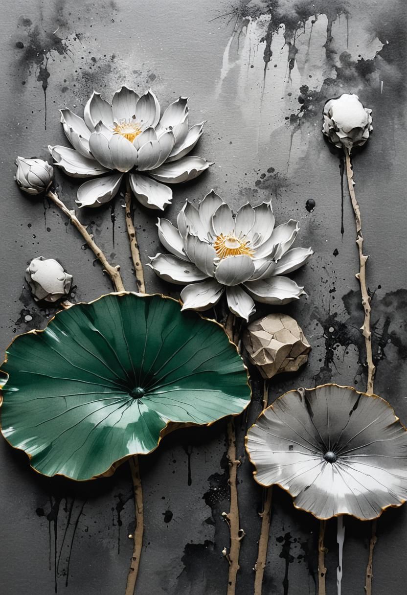 Serene Mountain Landscape in Sumi-e Style