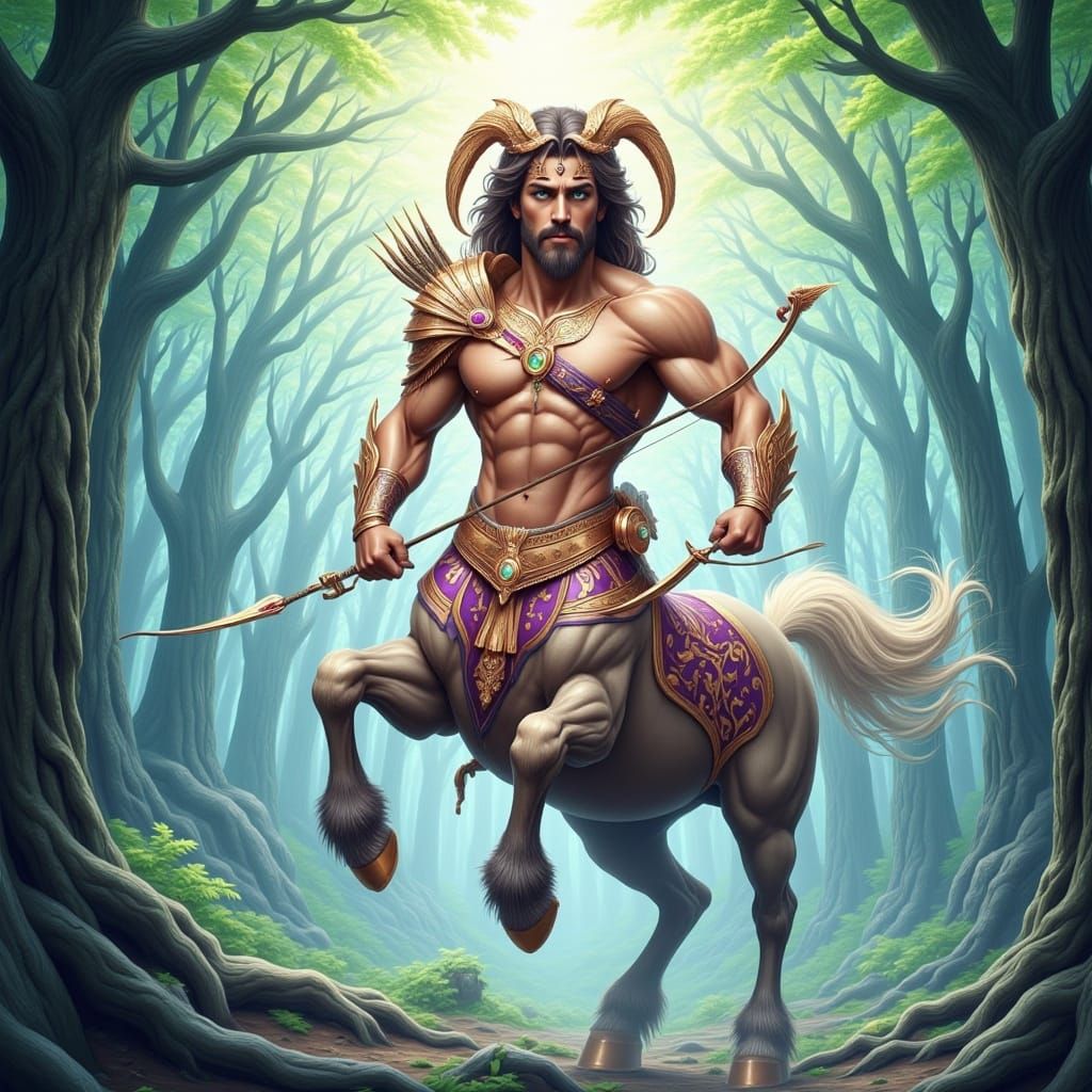 Muscular Centaur Archer in Enchanted Forest