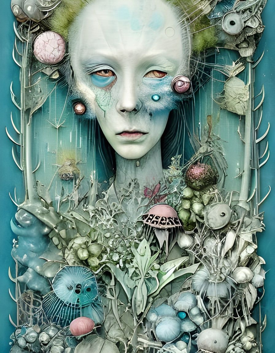 Ethereal Rotting Fungus Goddess in Maximalist Style