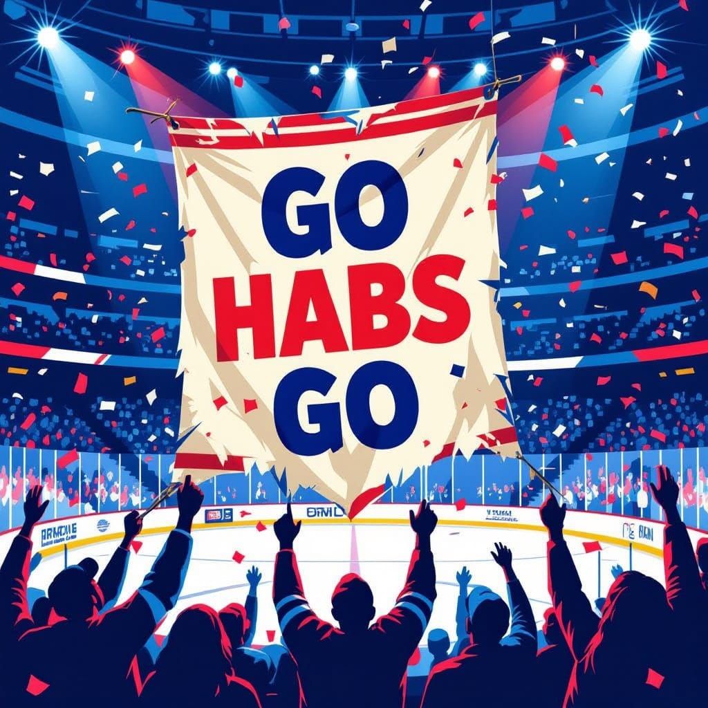 Vintage Montreal Canadiens Banner at Energetic Hockey Game