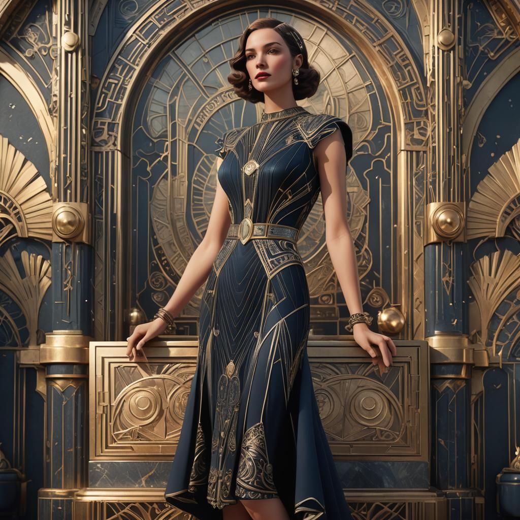 Art Deco Dress: Fantastical Detailed Matte Painting