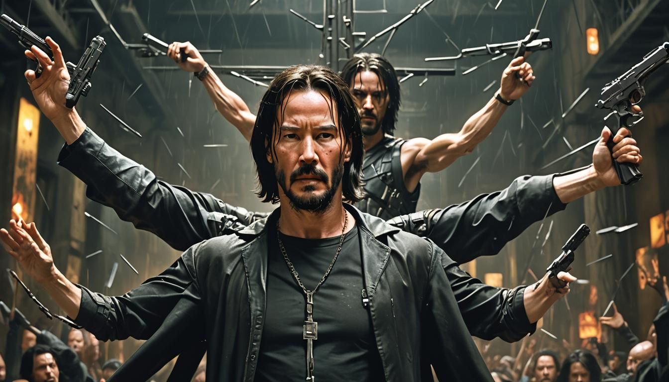 Crucified Neo: Photorealistic Dark Fantasy Concept Art