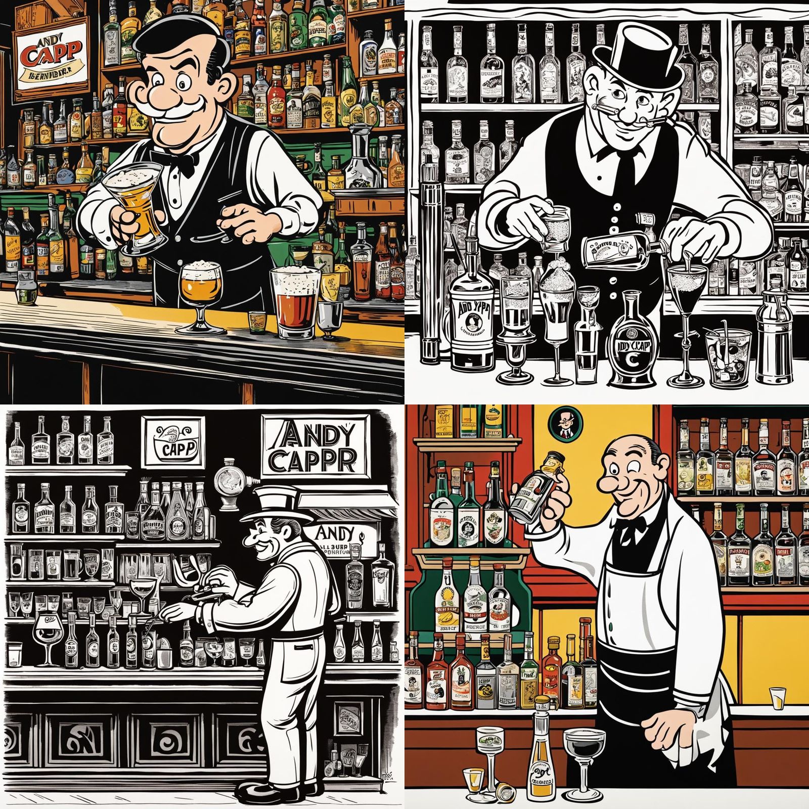 Bartender Serving a Cartoon Character