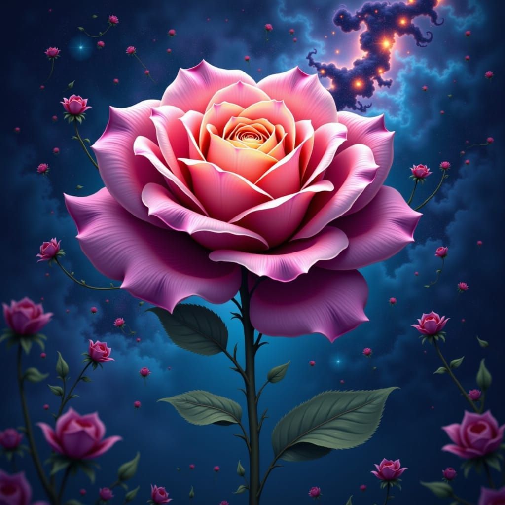 Cosmic Rose Blooms in Deep Space Nebula