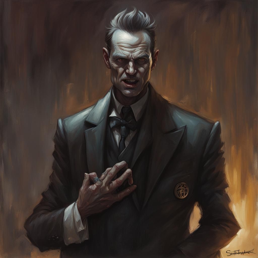 Sinister Portrait of Smpomp Thompzon in Fantasy Art Style