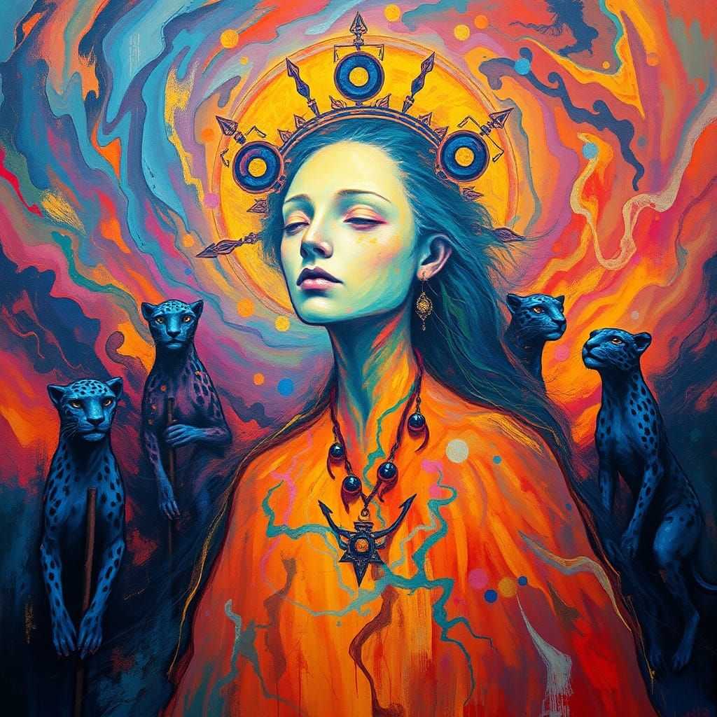 Leopard Queen of Time in Abstract Expressionism