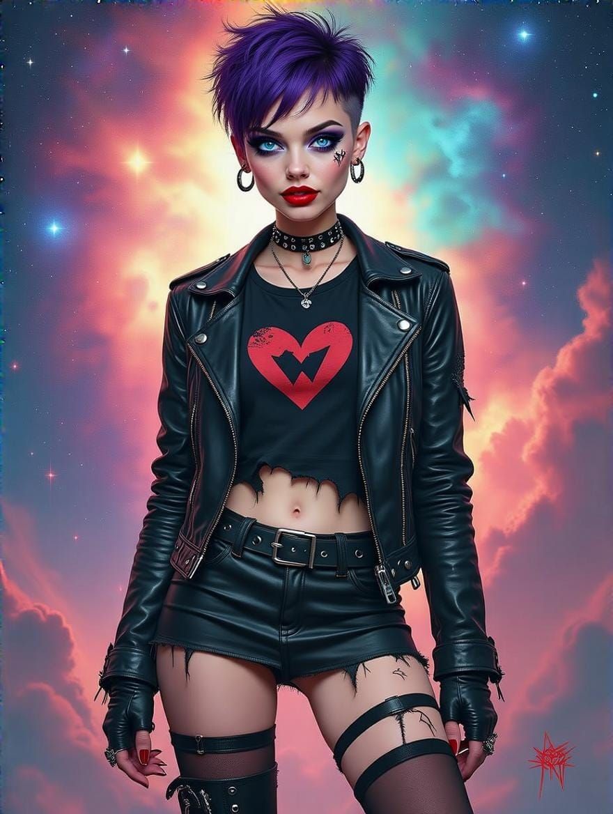 Cosmic Punk Goddess Emerges from the Abyss