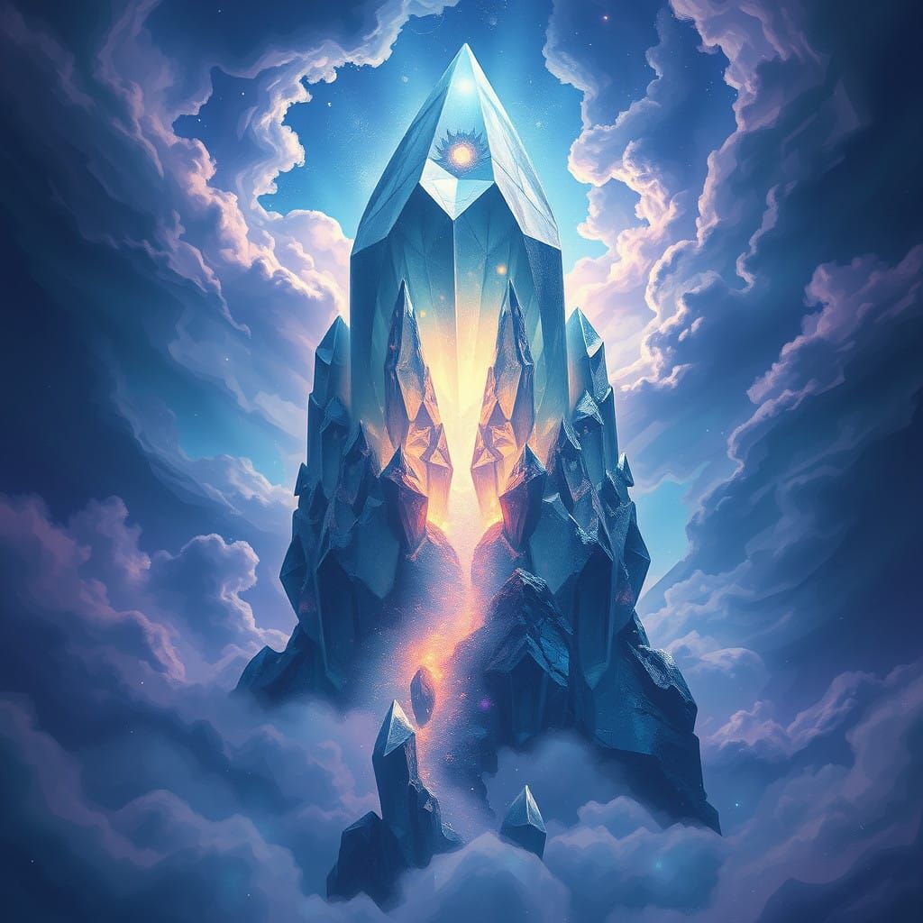 Glowing Crystal Spire Rises from Mystic Realm