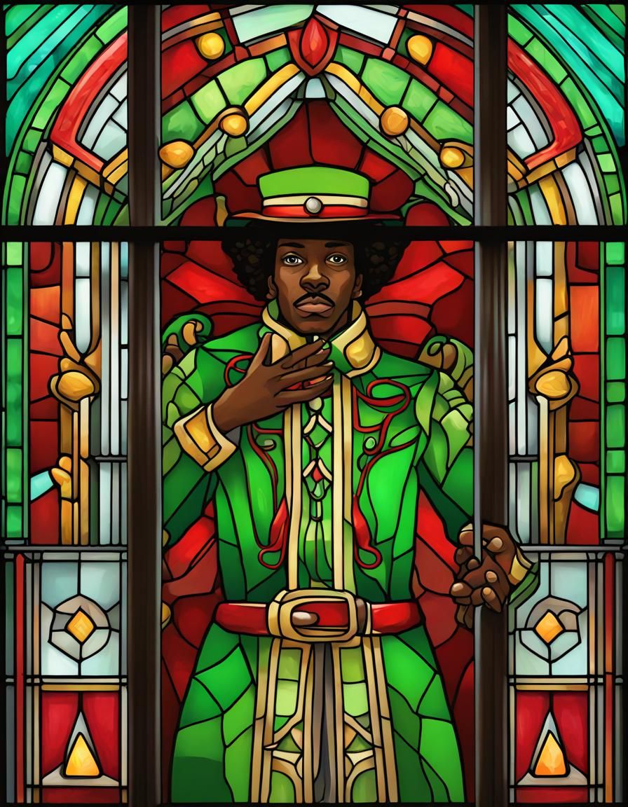 Stained Glass Nutcracker with Art Nouveau Graffiti