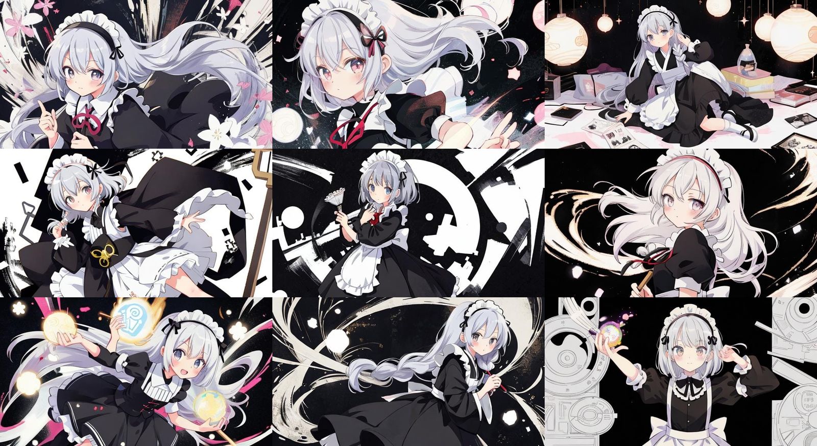 Elegant Anime Maid in Monochrome