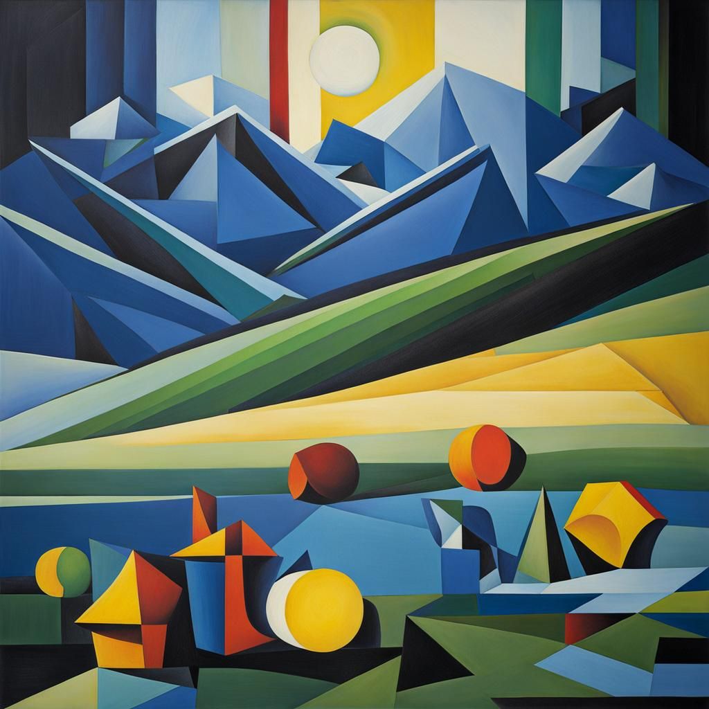 Night Cafe - Abstract Cubist Landscape