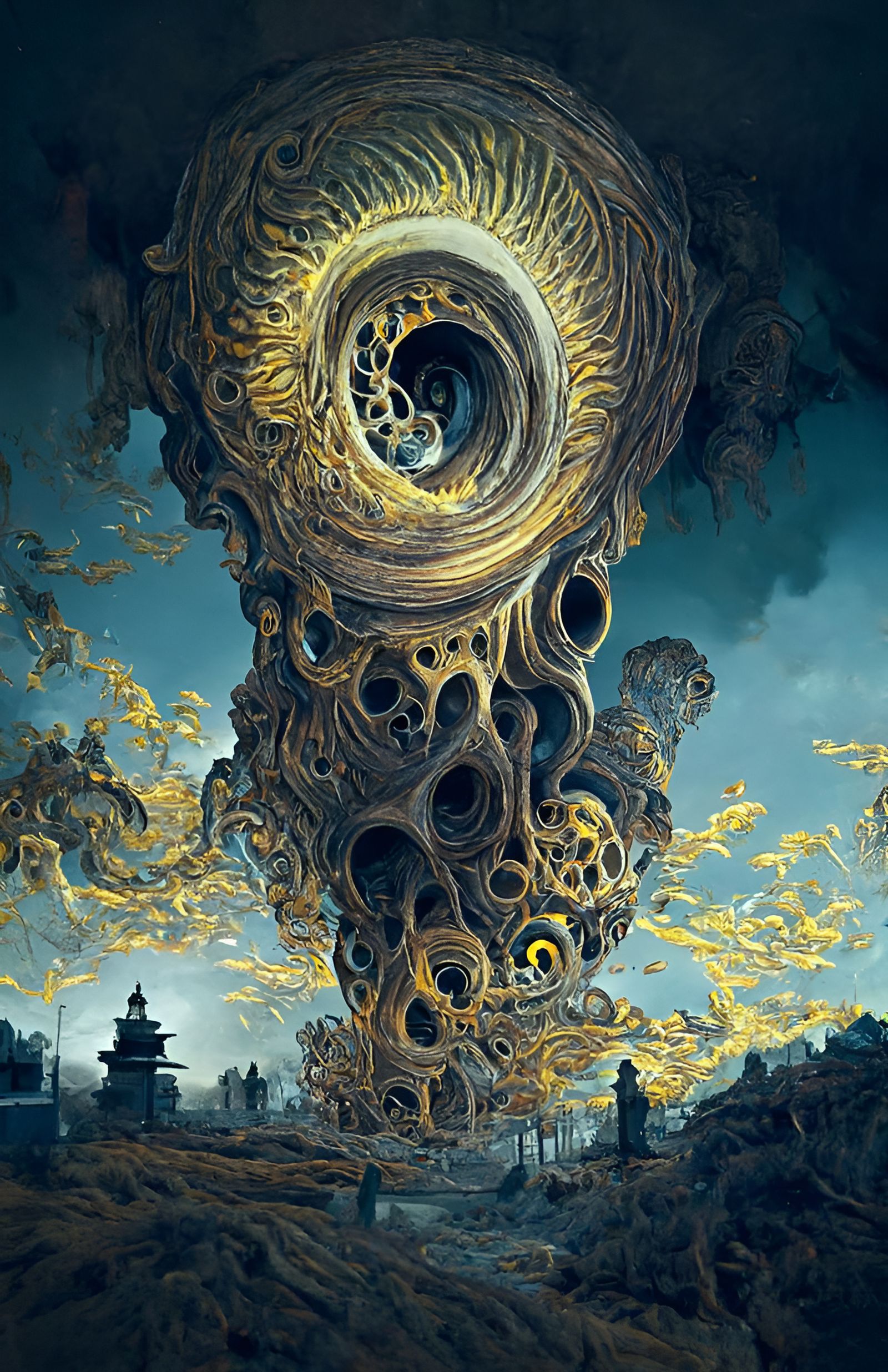 Spiraling Honeycomb of Enigmatic Horrors: Digital Painting