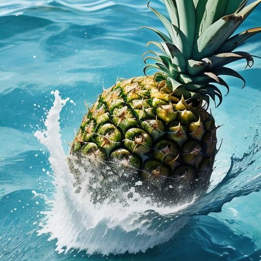 Whole pineapples slowly dipped into water,dunking them up and down and holding them close to your face,mouth, and nose,v...