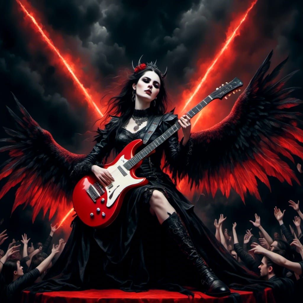 Winged Goth Goddess Worshiped by Metalheads