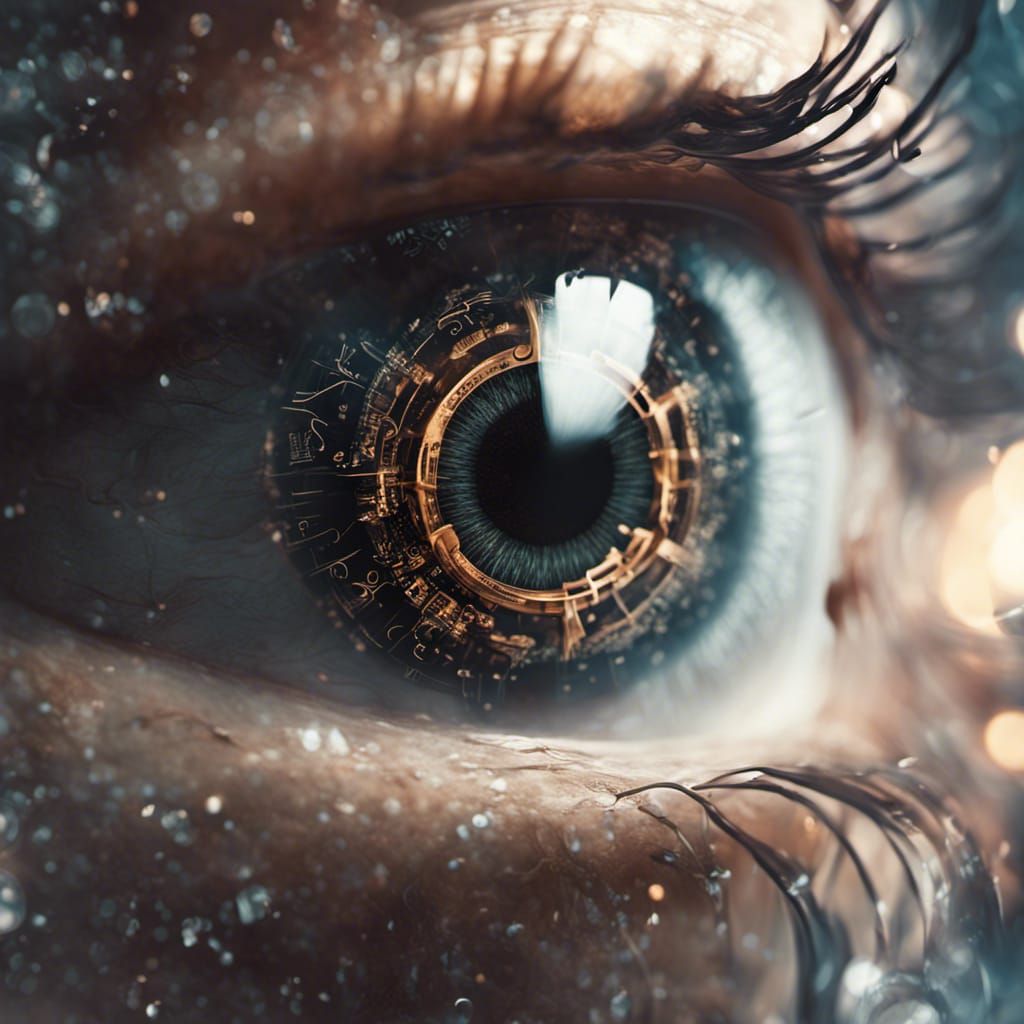 Ethereal Eye Reflecting "NIGHTCAFE" in Sharp Detail