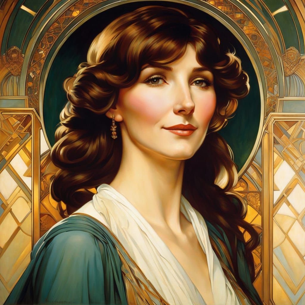 Art Deco Portrait of a Young Woman