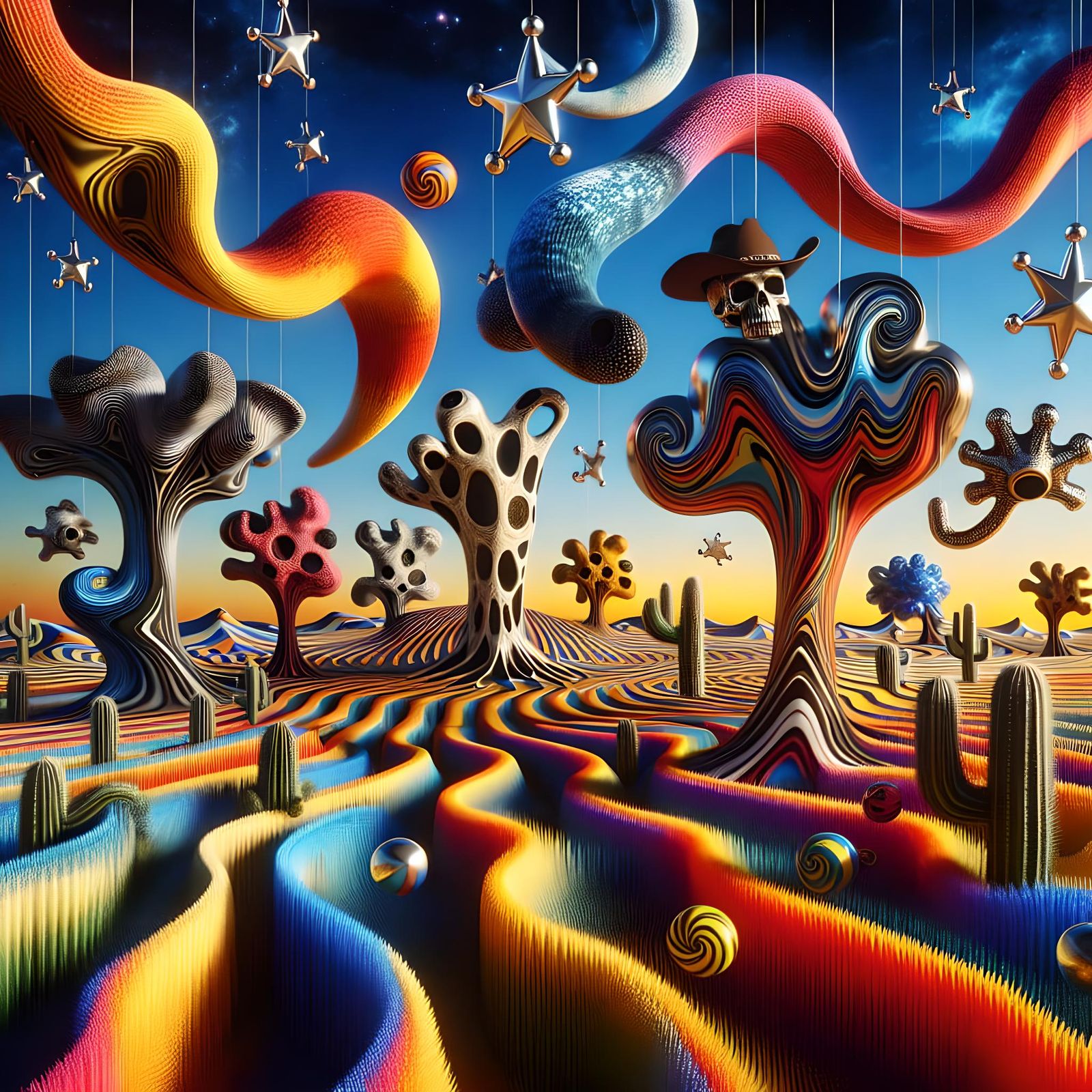 Surreal Dreamscape with Desert Vortex in Bauhaus Style