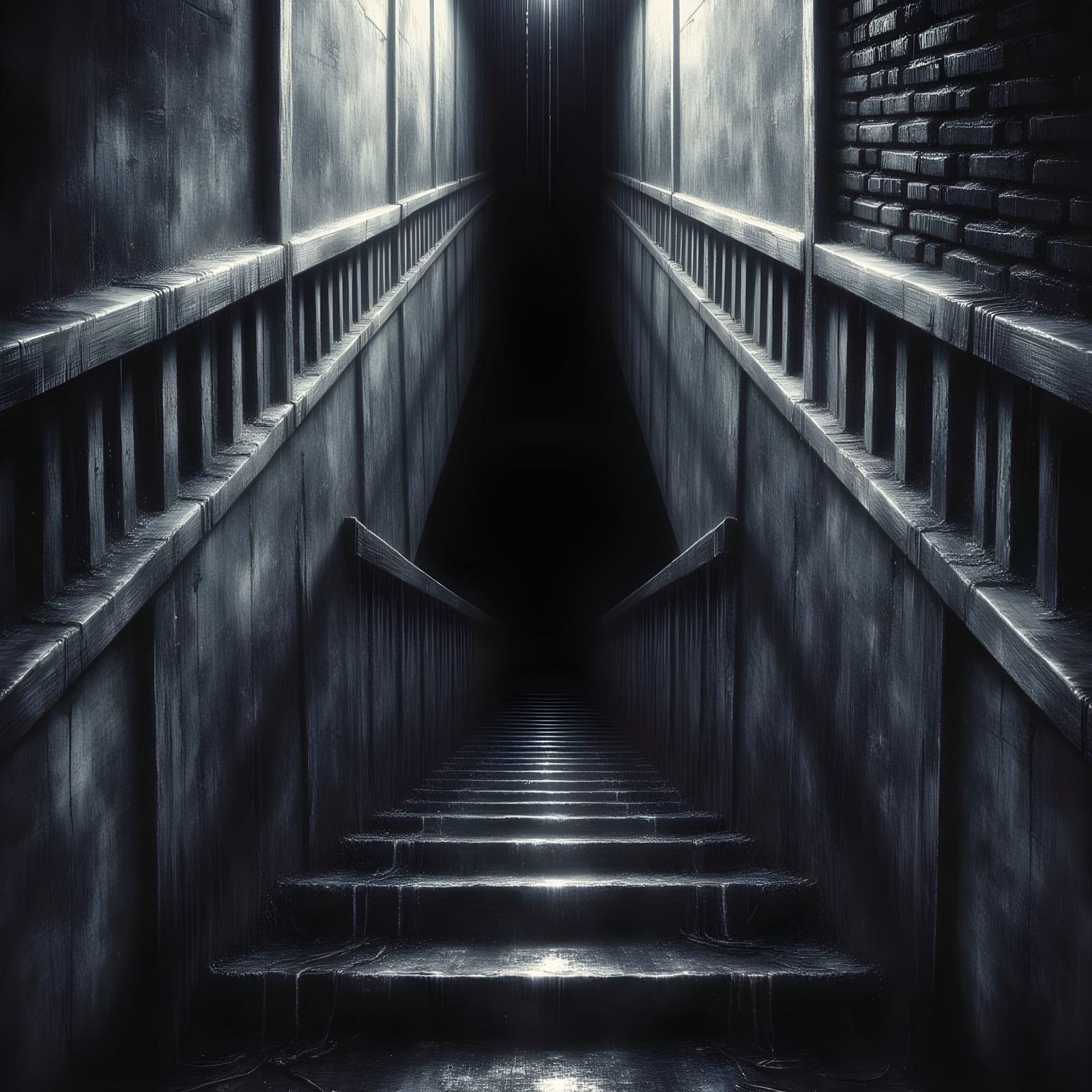 Eerie Staircase Descends into Darkness